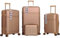 PROVITERA Set aus 4 Hartschalenkoffer aus ABS mit Beautycase, Koffer mit Teleskopgriff und Easy Roll-Roll-Rollen, Trolley mit Schloss und Codeschloss, Handgepäck, modernes Design, oro, Small, Medium