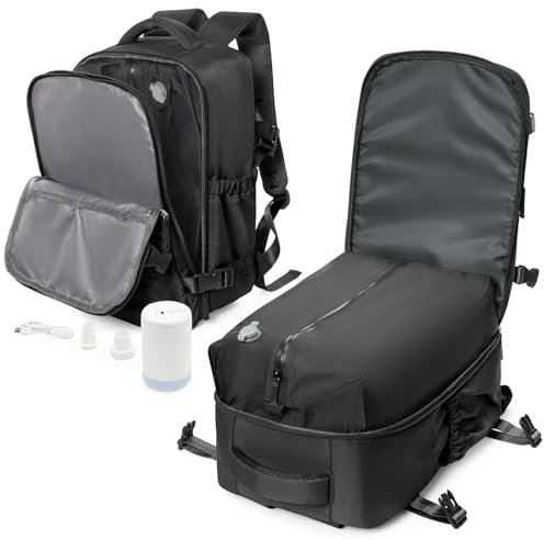 Vacuum Travel Backpack for Women, Cabin Bags 40x20x25 for Ryanair, Travel Hand Luggage Backpack Carry-ons Bag with Vacuum Compression Black