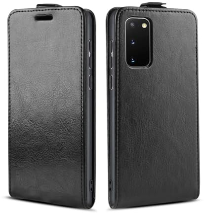 LBH Handy Hülle für Samsung Galaxy S20 mit Kartenfach Vertical Flip Magnet Cover Case Flip Klapphülle Magnetverschluss Schwarz