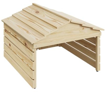 STEELSØN Mähroboter Garage Nembus, Garage für Rasenmäher aus Holz mit abnehmbaren Dach, Mähroboter Haus Natur lackiert, Überdachung, Unterstand 53,5x78,5x74,5 HxTxB
