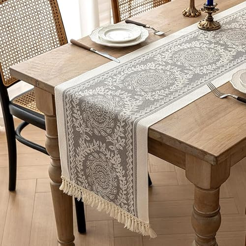 Tischläufer Modern - Mode Tischdecke, Outdoor Tischdeko, Table Runner, Esstisch Deko, Abwaschbar, Festliche Partydekoration (35x120 cm Grau)