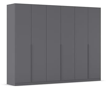 Rauch Möbel Alabama, Kleiderschrank, Farbe Grau metallic, Breite 271 cm | Schrank, 6-türig, Zubehör Classic, für Schlafzimmer, Kinderzimmer, Garderobe, Flur
