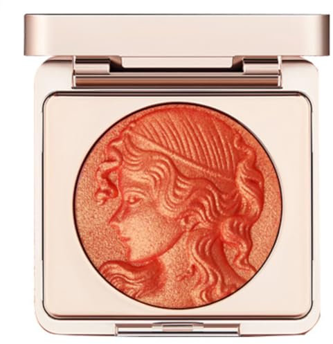 KARLOR Poudre de fard à joues scintillante, orange blush, palette de paillettes, fard à joues en relief, Golden Blusher Powder, scintillant, nacré, fard à joues pigmenté, orange blusher pour joues (02