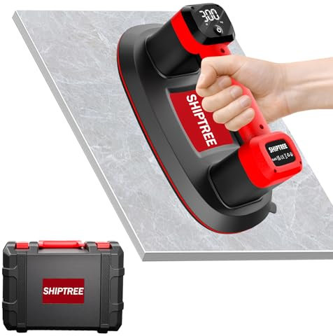 Shiptree Akku Saugheber 300 KG, Upgrade Saugheber mit 5000 mAh Akku, Auto-Nachsaugfunktion, Doppelmotor für Starke Saugleistung, LCD Anzeige, für Fliesen, Glas, Holzplatten, Marmor & Möbel