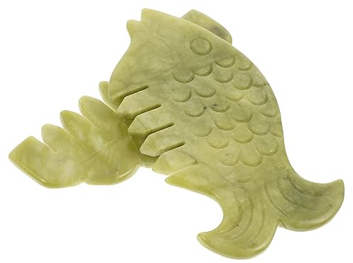 WRITWAA Jade Massagekämme aus Natürlichem Grünem Jade 2 Stück für Kopfhautmassage mit Breiten Zähnen Tiefenmassage und Schabetechnik für Hausgebrauch