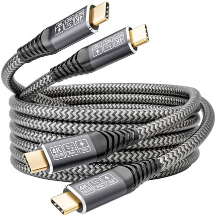 CAKOBLE Cavo USB C 4m, [2Pezzi 4M] USB 3.2 Gen2 100W Cavo USB Type-C Ricarica Rapida, 20 Gbps Trasmissione Dati, 5K/4K@60Hz USBC Video Per MacBooks,Hub,Dock,M3,SSD,eGPU,Laptops, Display,Monitor