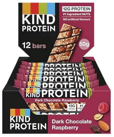 Be Kind Protein Dark Chocolate Raspberry Barrette con Cioccolato Fondente e Lamponi Box 12x50g