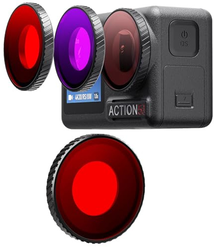 Honbobo Tauchfilter für DJI Osmo Action 5 Pro Hellrot/Rot/Violett Filter Unterwasser Filter Objektiv Schutz Zubehör für DJI Osmo Action 5 Pro 4 (Red)