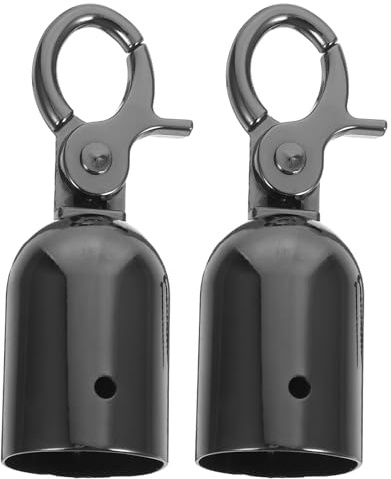 Mobestech Lot De 2 Embouts De Corde 28 mm Noir Crochet Pour Corde Butée Métal Avec Mousqueton Pour Barrières Garde-Corps Hôtels Aéroports Événements Et Entrées