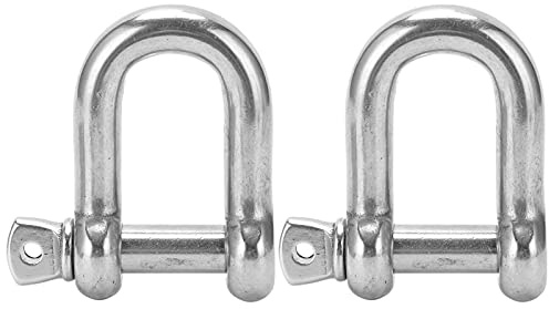 2 Stück M16 Schraubbolzen-Ankerschäkel, 304 Edelstahl, hochbelastbarer D-förmiger Schäkel für Paracord-Armbänder