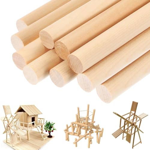 10 Pièces Bois Ronde Bâtons De Travaux Manuels,30cm × 20mm pour Macramé | Baguette Bois,Soigneusement poli&Lisse,Barre Ronde en Rondin Bricolage,Walnut Dowel Rods pour Travaux Manuels,Gâteau à Étages