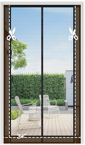 Sekey Fliegengitter Balkontür Zuschneidbar mit Seitlichen Schnallen, Starken Magneten, 4 cm Breites Klettband, Insektenschutz Moskitonetz Reißfest, Ohne Bohren für Balkon Terrassen Küche, 80 x 220 cm