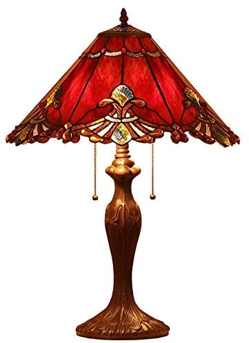 Bieye L10024 Baroque Tiffany Style Stained Glass 3-Light Table Lamp