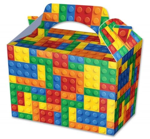 MustBeBonkers Building Blocks/Bricks Box - Kids Food Meal Picnic Birthday Party Bag Plate Boxes (10 Boxes)