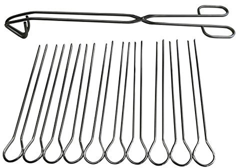 Grillzange Bratwurstzange 38cm+10 St. Schaschlikspieße 30cm