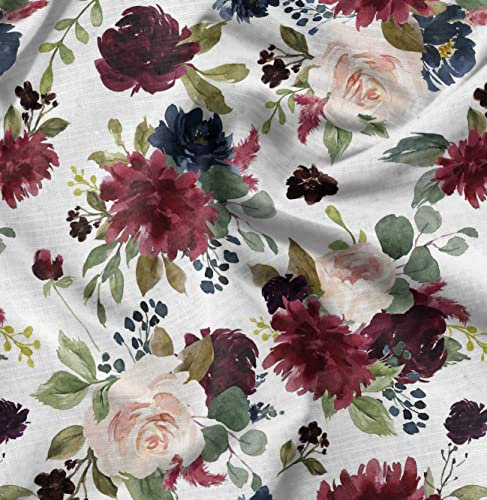 Soimoi Weib strahlkrepp Stoff Blatter & Pfingstrose Blumen- Stoff Meterware 46 Zoll breit