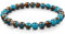 FABACH Blauer Goldstein Perlenarmband mit 6mm Edelstein-Perlen und 925 Sterling Silber Logo-Perle - Edles Naturstein Stretch-Armband für Damen (Gold-Blau)