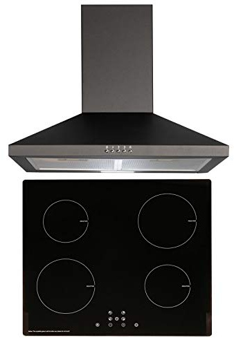 SIA 60cm Black ECO 13 Amp 4 Zone Touch Control Induction Hob & Cooker Hood Fan