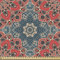 ABAKUHAUS Mandala Gewebe als Meterware, Arabische Kultur Blumen, Dicht Gewebter Stoff zum Nähen Polster Wohnaccessoires, 3M (148x300cm),Dunkle Koralle Blaugrau Beige