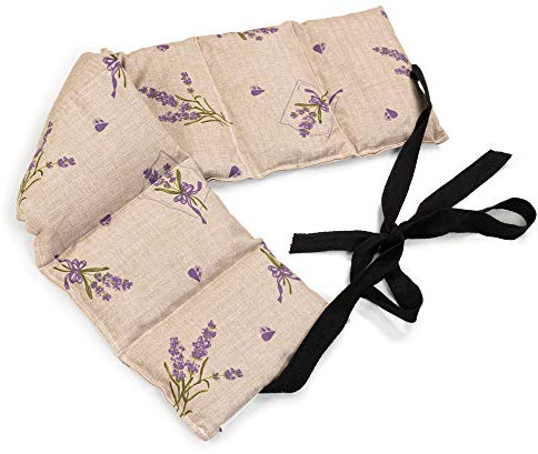 Coussin aux graines de lin compartimenté en 7 avec sangles, 65x15 Champêtre romantique - Coussin chauffant aux graines pour le dos utilisable chaud ou froid