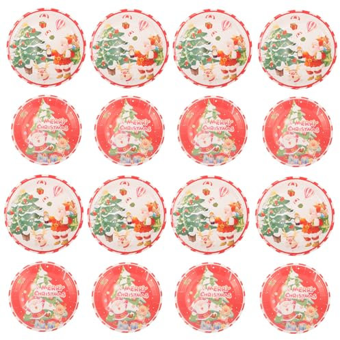 ABOOFAN 20 Stück Weihnachten Einweg Pappteller Weihnachtsbaum Weihnachtsmann Rentier Runde Teller Dessertteller Weihnachtsfeier Geschirr für Weihnachtsfeier Hausbedarf (Verschiedene