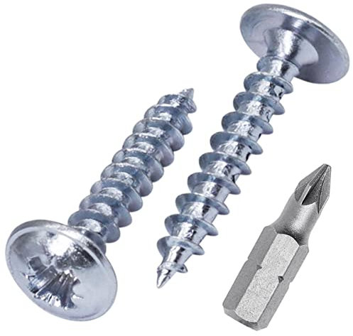(350 Stück) Verzinkter Stahl 3,5 x 20 mm Holzschrauben, Metallschrauben, modifizierter Halsspannkopf, Selbstschneidend (350, 3,5 x 20 mm)
