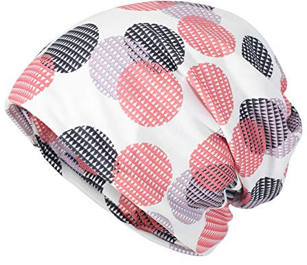 ZLYC Damen Slouch Beanie Leicht Weich Jersey Mütze Blumen Turban Hut (Tupfen Rosa),Gr.M