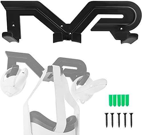 Geekria VR Wall Mount Storage Stand Compatible with Playstation VR2, Meta Quest 2, HTC Vive, Vive Pro, Valve Index, Mixed Reality Headsets Holder (Black)