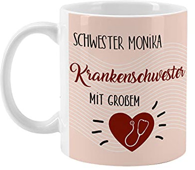 Herz & Heim® Tassen für Ärzte, Pflegepersonal und Praxisteams als Dankeschön verschiedene Motive Krankenschwester mit großem Herz