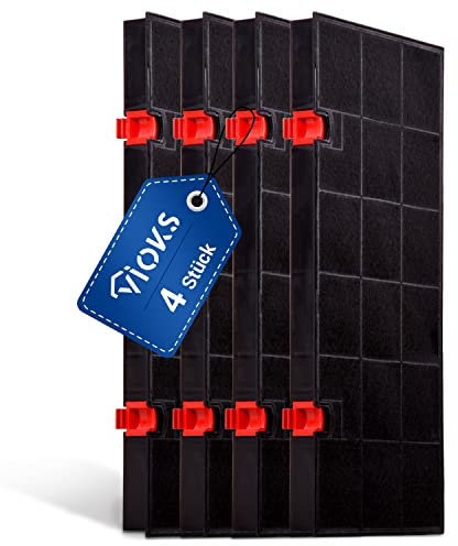 VIOKS Dunstabzugshaube Filter Set 4 Stk 435x217x28 mm Ersatz für AEG Typ 150 Kohlefilter 5026385100/3 - Abzugshaube Filter mit 2 Befestigungsclips
