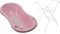 Baby Badewanne mit Gestell, Anti Rutsch Matte und Abflussschlauch (rosa Giraffe, 3 tlg)