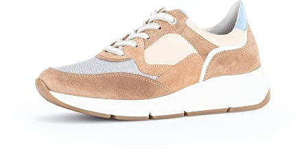 Gabor Damen Low-Top Sneaker, Frauen Halbschuhe,Wechselfußbett,Moderate Mehrweite (G),Woman,Lady,Ladies,Halbschuhe,Cielo/grau/orange,38 EU / 5 UK