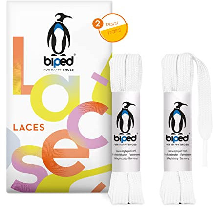 biped LACES 2 paia di lacci piatti in poliestere, larghi 10 mm - lacci per scarpe da ginnastica e sportive - resistenti agli strappi e lavabili z2913(#32 white,130 cm)