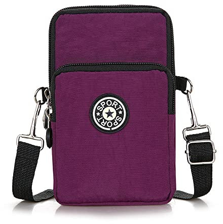YKKJ Borsa a Tracolla,Borsetta Porta Cellulare,per Cellulare Piccola Borsa da Viaggio per Lavoro, Palestra, Corsa, Sport, Shopping(Viola).