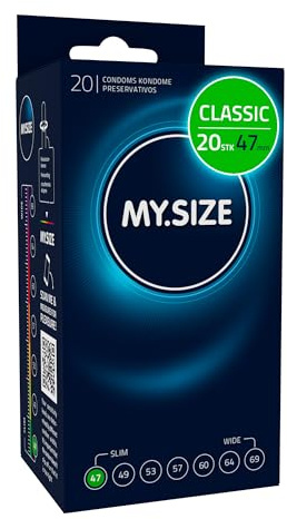 MY.SIZE Classic Kondome 47 mm Breite | 20 Stück Packung | extra dünn | gefühlsecht hauchzart | dünne 0,07 mm Wandstärke