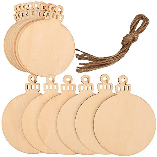XNHIU 20 Pieces Rustic Wooden Bell Bauble Hanging Décor Natural Shape Embellishments for Christmas Wedding Party Bunting Decoration