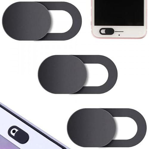 PARENCE. - Set di 3 coperchi per Fotocamera scorrevoli/Filtro Privacy - Universale/Computer Portatili/Tablet/Smartphone - Coperchio Nero