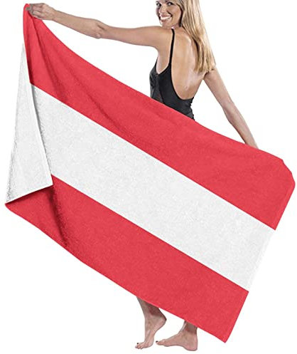 Lawenp Badetuch mit österreichischer Flagge, Strandtuch, große Pooltücher, sehr saugfähige, weiche und schnell trocknende Badetücher