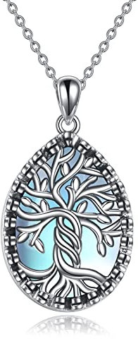 YAFEINI Albero della Vita Collana 925 Argento Sterling Pietra di Luna Celtica Nodo Collana Pendente per Le Donne Gioielli (Orecchini albero della vita)