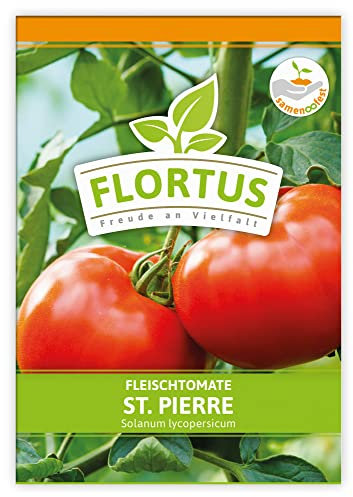 FLORTUS Fleischtomate St. Pierre | Gemüsesamen | Tomatensamen | Fleischtomatensamen | Samen zur Anzucht für Garten, Balkon, Küche & Fensterbank
