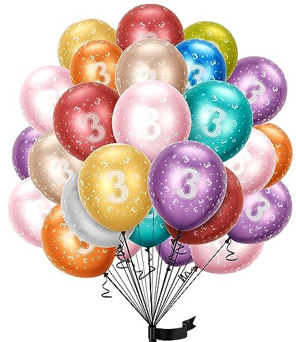 balloon Geburtstag zahlen luftballon 3 jahre | Folienballon 3. 15Pcs 32cm Luftballons Mädchen Junge Geburtstagsdeko-Ballon Zahl Deko zum Geburtstag-fliegt mit Helium