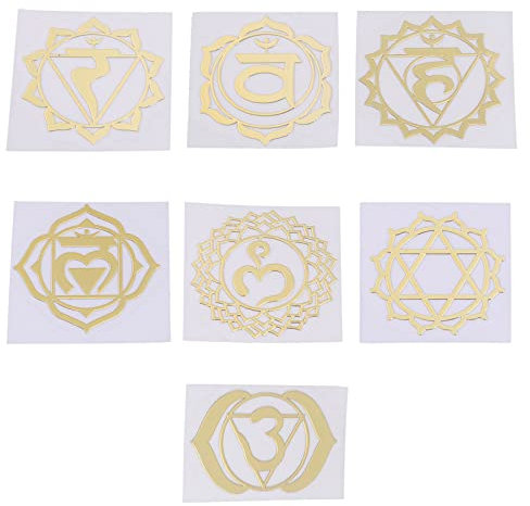 Newwyt 7 Stück Heilige Geometrie Metallaufkleber Zarte Blume des Lebens Chakren Aufkleber Pyramide Meditation Kunst Harz Füllstoff Zubehör wie abgebildet, Metall