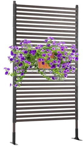 Metall-Sichtschutz für den Außenbereich, mit Ständer, 91 cm B x 1,8 m H, dekorative Deck-Sichtschutz-Zaunpaneele, freistehend, für Außenbereich, Terrasse, Garten, Hinterhof, PE-Beschichtung