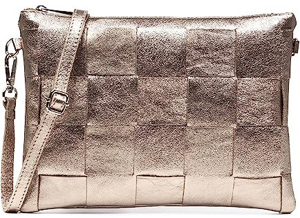 FIRENZE ARTEGIANI. Acquanegra Umhängetasche Damen.Echtes Leder Glänzend Lackiertes Wildleder.27.5x5x20cm.Farbe: Bronze, bronze, Utility