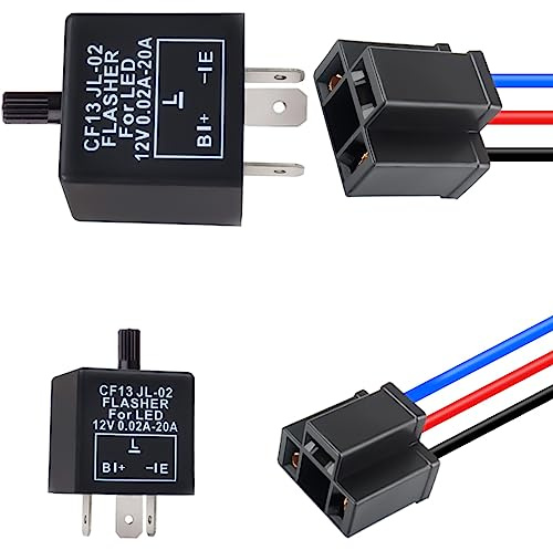 DAOAKI Blinkrelais, CF13-KT 12V DC 3 Polig Elektronische Einstellbare Blinkerrelais LED Lastunabhängig Blinkgeber, für Fahrzeug Auto Motorräder Blinker – 2 Stück
