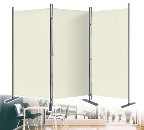 JOIEYOU Paravent Outdoor Sichtschutz Trennwand 3 Teilig 275x180cm Raumtrenner mit Flache Füße Anti-UV Wetterfest Raumteiler Garten für Büros Balkon, Beige