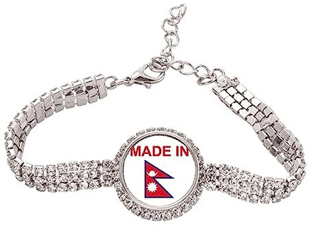 Nepal Country Love Tennis Kette Fußkettchen Armband Diamant Schmuck, M, Metall