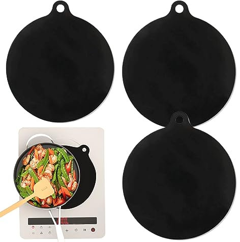 Induction Hob Protector 3Pcs Silicone Induction Cooktop Mat 8.66x9.84 Inch Heat Resistant Round Glass Top Cover for Electric Stove Burner Induction Stove