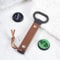 Hand Forged Beer Bottle Opener, Handmade Wrought Iron Metal Bottle Opener, Antique Finish Leather Handle Opener, Unique Beer Gifts for Men Him Dad Husband Boyfriend. (Dark)