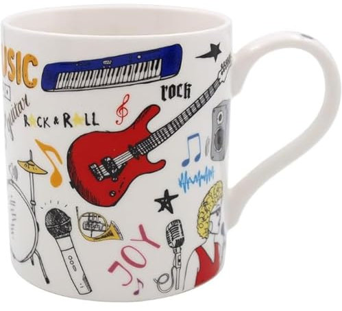 Lesser & Pavey Music Love Mugs for Gifts | Fine China Mug for Tea and Coffee Featuring Musical Instruments | Printed Love Mug Perfect for Everyone - Love Music